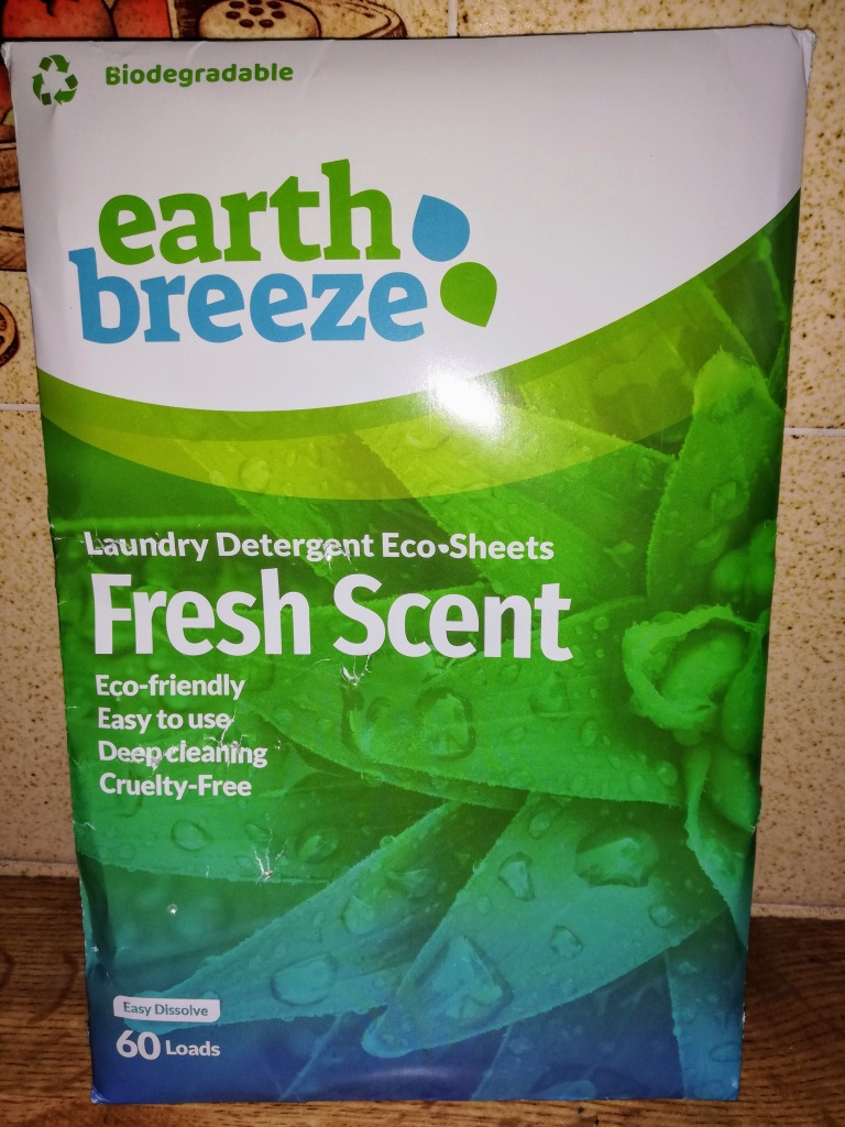 Earth Breeze laundry detergent eco-sheets. Affiliated with SpookyMrsGreen.com pagan lifestyle blog.
