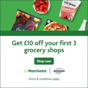 Get £10 off your first 3 grocery shops at Morrisons with Amazon. Affiliated with SpookyMrsGreen.com mindful parenting and modern pagan lifestyle blog.