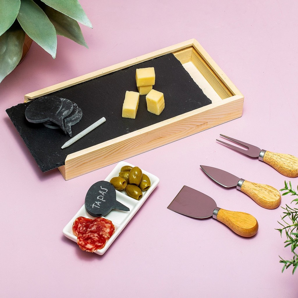 Photo of Chartcuterie Cheese Board Set Kikkerland. Affiliated with SpookyMrsGreen.com mindful parenting and modern pagan lifestyle blog.