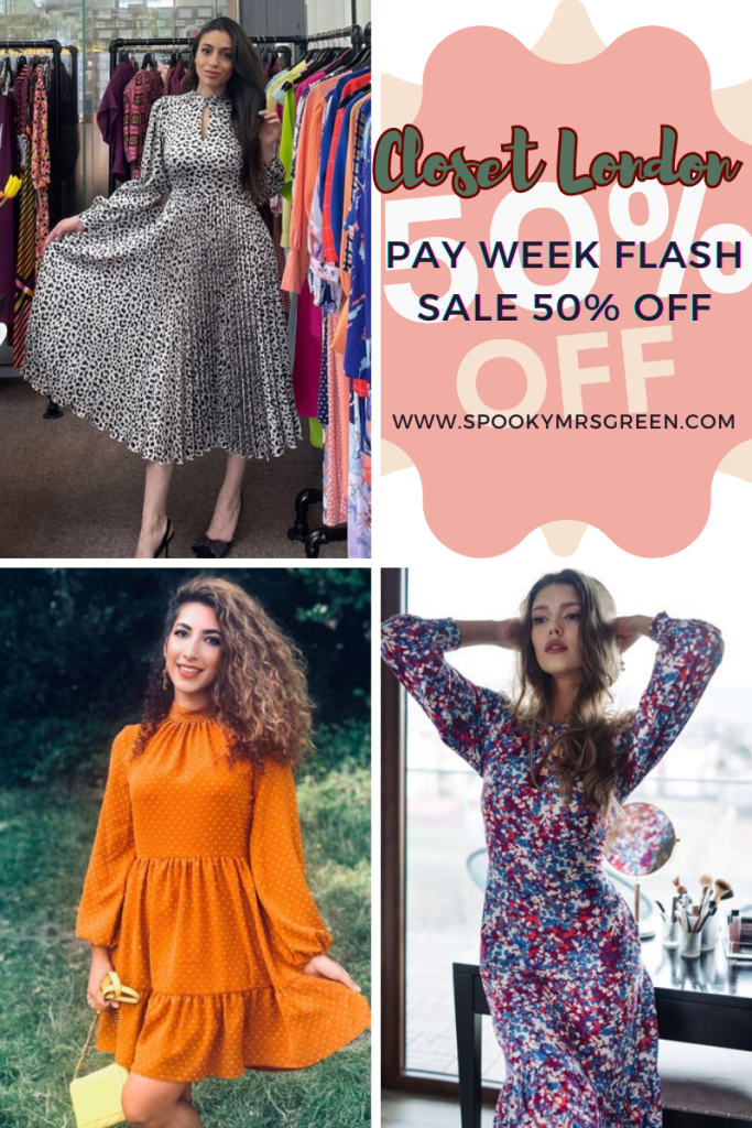 Closet London Pay Week Flash Sale 50% off affiliated with SpookyMrsGreen.com mindful parenting and modern pagan lifestyle blog.