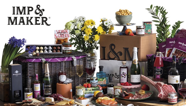 Image of luxury food hampers and luxury drinks gift boxes from IMP & MAKER food hampers and dine at home experiences affiliated with SpookyMrsGreen.com mindful parenting and modern pagan lifestyle blog.