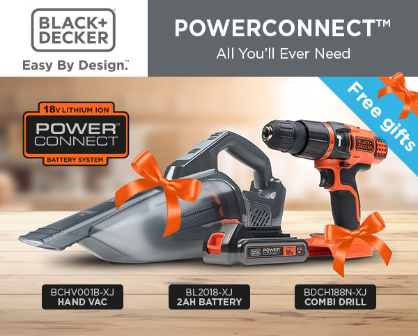 Colourful image of Black and Decker power tools. Text reads, “Black and Decker Easy by design. PowerConnect All You’ll Ever Need. Redeem a free gift when you buy any qualifying PowerConnect kit between 15th March and 10th May 2024. Your choice of one of three gifts. Subject to availability. Terms and conditions apply. View qualifying products.” My Tool Shed affiliated with SpookyMrsGreen.com mindful parenting and modern pagan lifestyle blog.